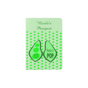 Ready to Pop Pregnant Green Pea Custom Passport Holder