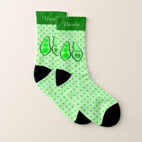 Ready to Pop Pregnant Green Pea Custom Socks