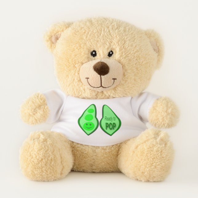 Ready to Pop Pregnant Green Pea Custom Teddy Bear (Front)