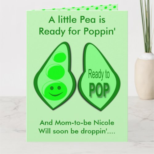 Ready to Pop Pregnant Green Pea Gender Reveal Big Card