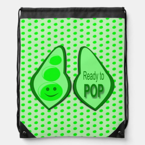 Ready to Pop Pregnant Green Pea Patterned Drawstring Bag