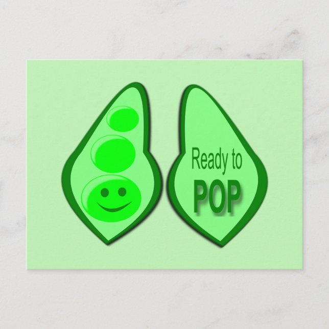 Ready to Pop Pregnant Green Pea Postcard (Front)