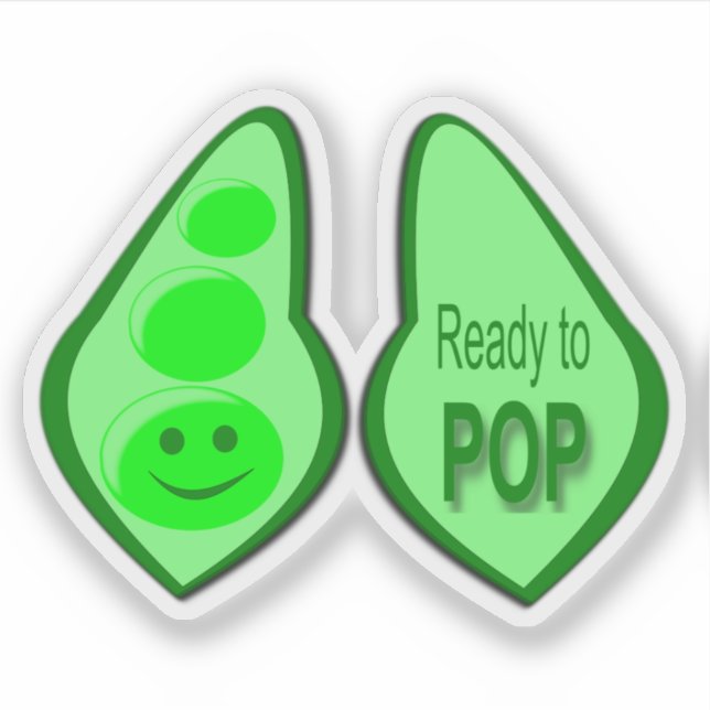Ready to Pop Pregnant Green Pea Sticker (Front)