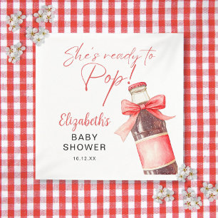 Ready To Pop Red Bow Soda Bottle Baby Shower Napkins