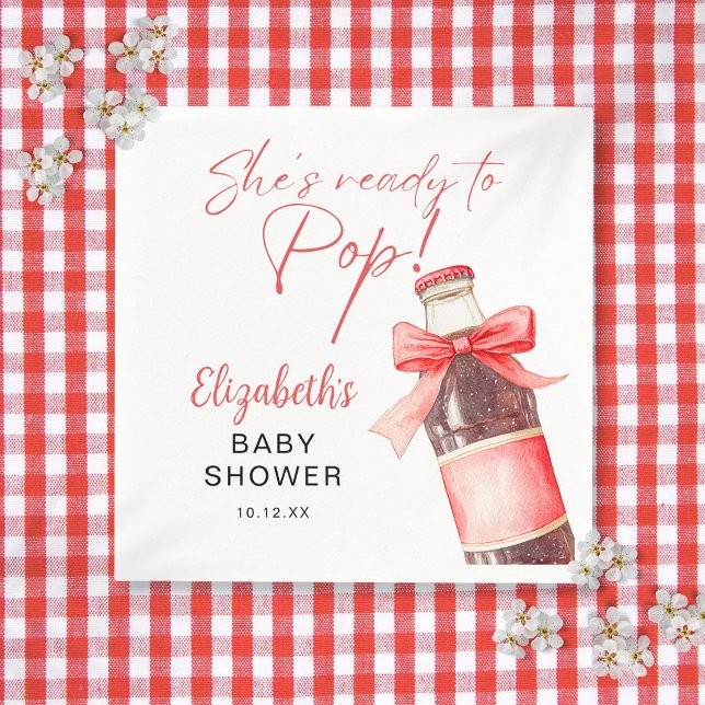Ready To Pop Red Bow Soda Bottle Baby Shower Napkins (Ready To Pop Red Bow Soda Bottle Baby Shower Napkins)