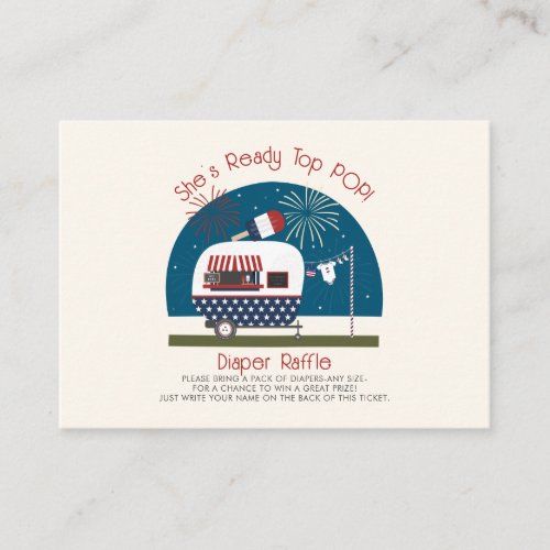 Ready To Pop Red White Blue Diaper Raffle Enclosure Card