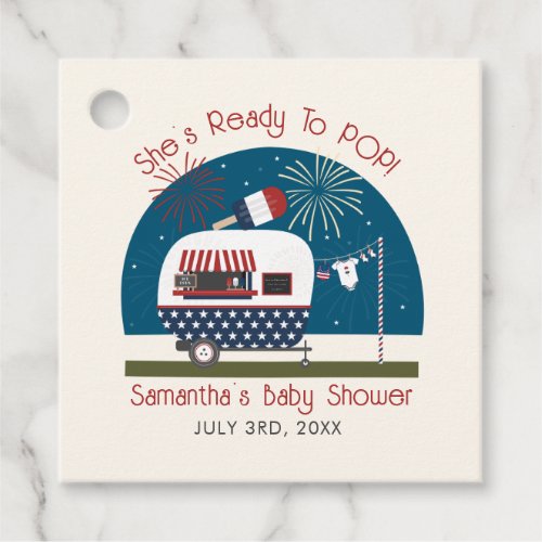 Ready To Pop Red White Blue Patriotic Baby Shower Favor Tags