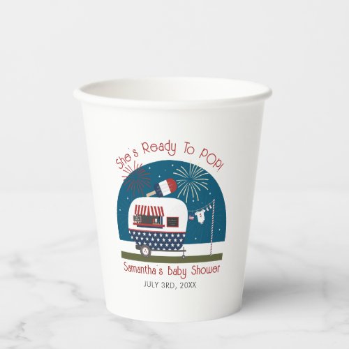 Ready To Pop Red White Blue Patriotic Baby Shower Paper Cups