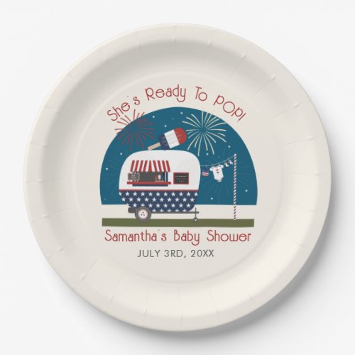 Ready To Pop Red White Blue Patriotic Baby Shower Paper Plates