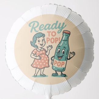 Ready to Pop Retro 1950s Maternity Baby Shower  Balloon