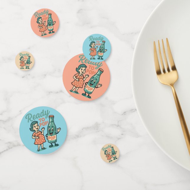 Ready to Pop Retro 1950s Maternity Baby Shower  Confetti (Group)