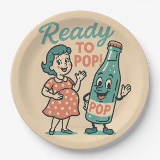 Ready to Pop Retro 1950s Maternity Baby Shower  Paper Plates