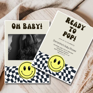 Ready To Pop Retro Photo Oh Baby shower Invitation