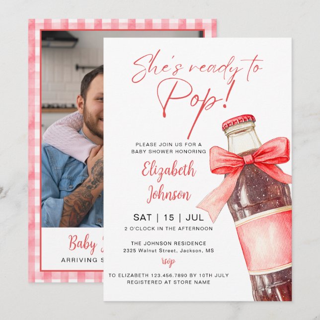 Ready To Pop Soda Bottle Baby Shower Photo Invitation (Front/Back)