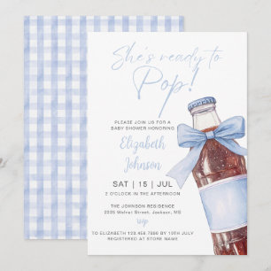 Ready To Pop Soda Bottle Blue Bow Baby Shower Invitation
