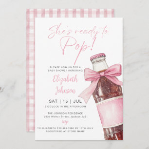 Ready To Pop Soda Bottle Pink Bow Baby Shower Invitation
