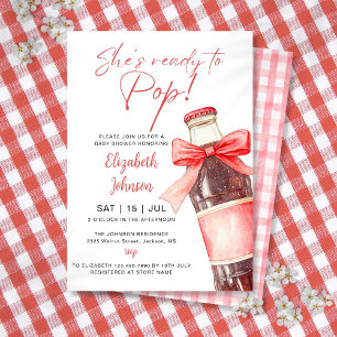 Ready To Pop Soda Bottle Red Bow Baby Shower Invitation