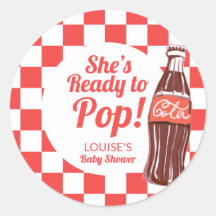 Ready To Pop Soda Cola Baby Shower Favor Classic Round Sticker
