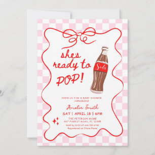 Ready to Pop Soda girl Baby shower Invitation