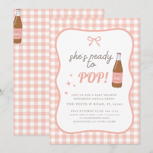 Ready to Pop Soda girl Baby shower Invitation