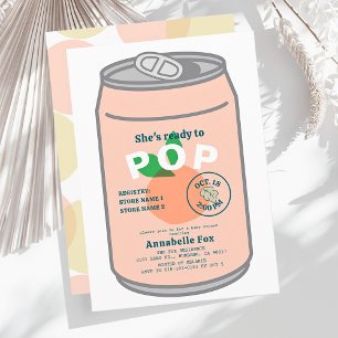 Ready to Pop Soda Pop Can White Girl Baby Shower Invitation