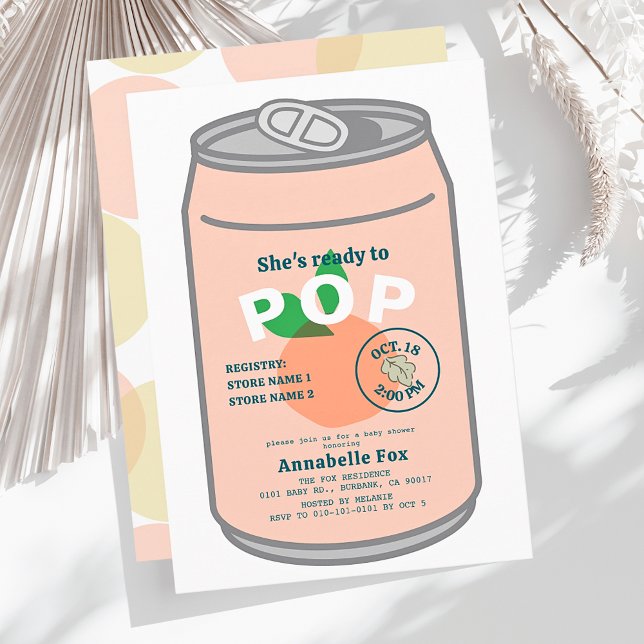 Ready to Pop Soda Pop Can White Girl Baby Shower Invitation (Creator Uploaded)