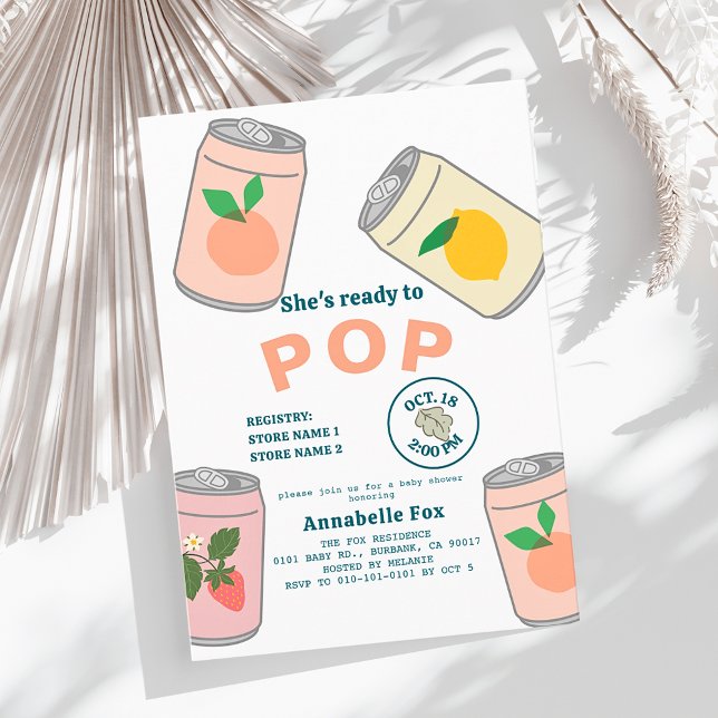 Ready to Pop Soda Pop Cans Pink Girl Baby Shower Invitation (Creator Uploaded)