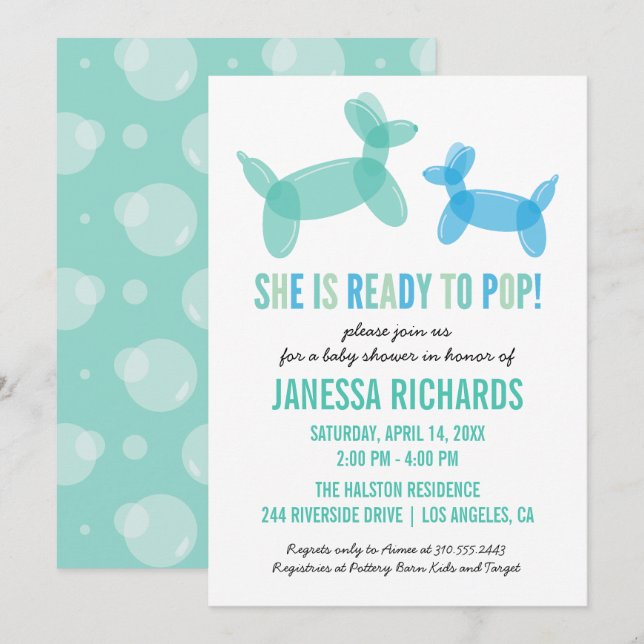 Ready to Pop Stylish Boy Baby Shower Invitations (Front/Back)