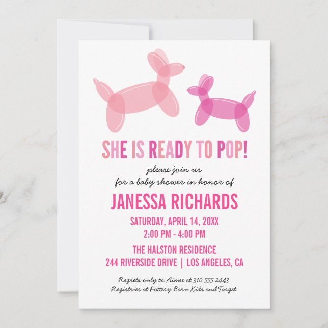 Ready to Pop Stylish Girl Baby Shower Invitations (Front)