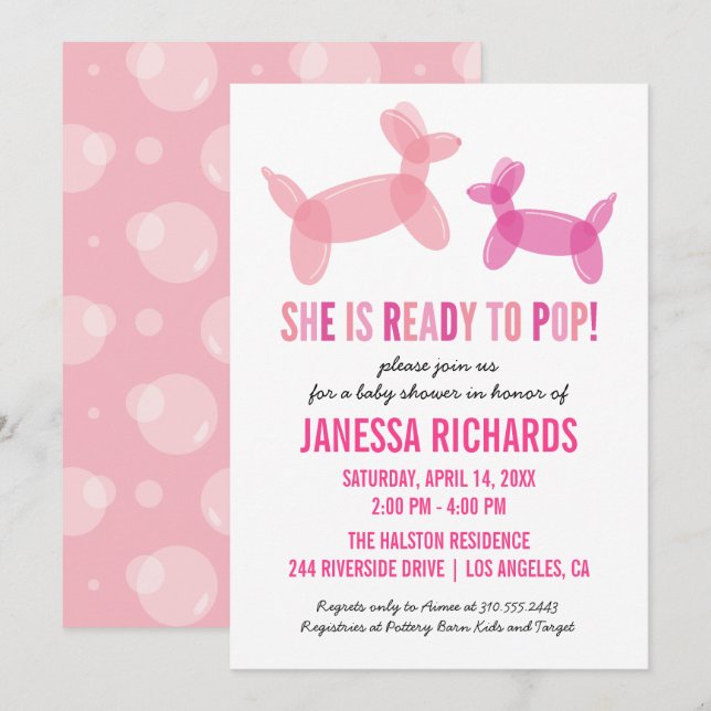 Ready to Pop Stylish Girl Baby Shower Invitations (Front/Back)