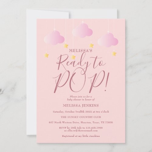 Ready to Pop Twinkle Twinkle Baby Girl Shower Pink Invitation