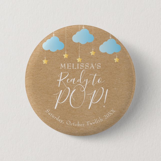 Ready to POP Twinkle Twinkle Blue Rustic Kraft Button (Front)