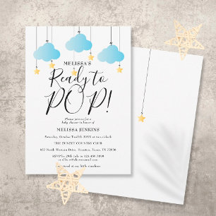 Ready To Pop Twinkle Twinkle Boy Baby Shower Invitation