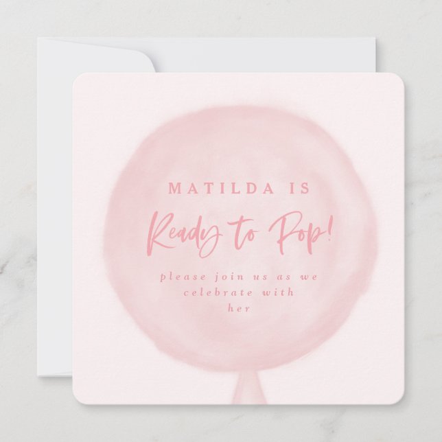 Ready to pop watercolor balloon baby shower invite (Front)