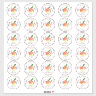 Ready To Pop Watercolor Peach Baby Shower 2" Round Sticker