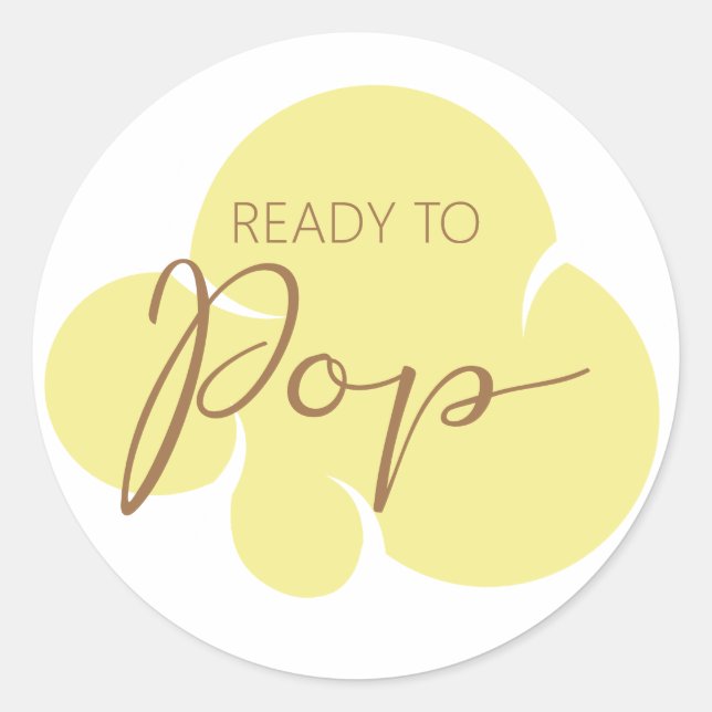 Ready to Pop Yellow Popcorn Kernel Classic Round Sticker (Front)