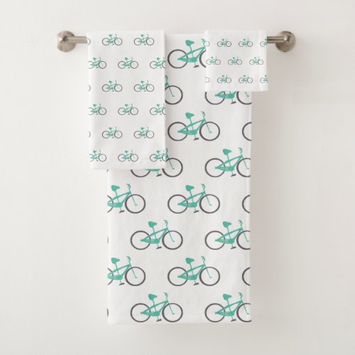 Ready to Ride Green Bicycles Bath Towel Set