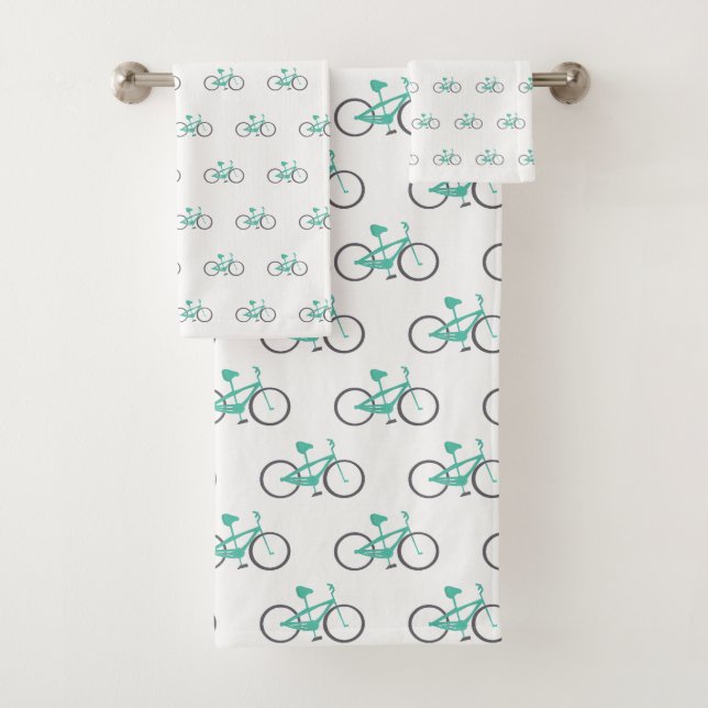 Ready to Ride Green Bicycles Bath Towel Set (Insitu)