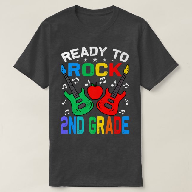 Ready To Rock 2nd Grade Back To School Guitar Prem T-Shirt (Design Front)
