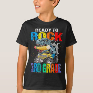 Ready To Rock 3rd Grade Monster Truck Dinosaur Boy T-Shirt