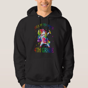 Ready To Rock 4th Grade Dabbing Unicorn Kids Back Hoodie