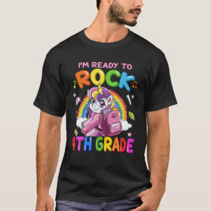 Ready To Rock 4Th Grade Unicorn Back To School Gir T-Shirt