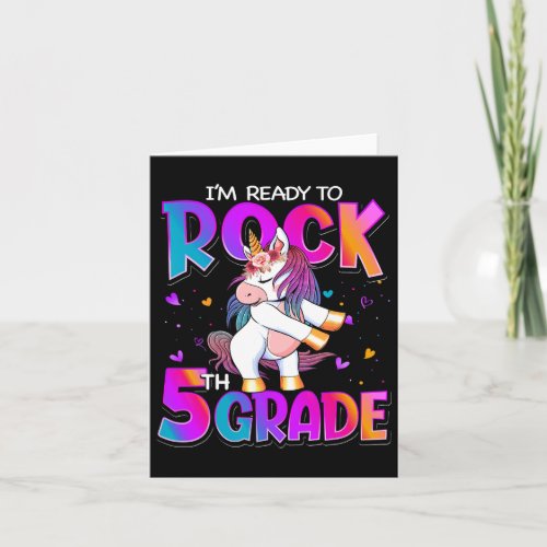 Ready To Rock 5th Grade Unicorn Back To School Gir Card