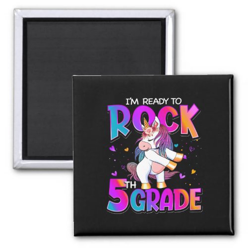 Ready To Rock 5th Grade Unicorn Back To School Gir Magnet
