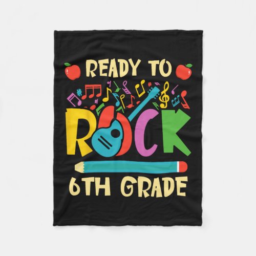 Ready To Rock 6th Grade Guitar Back To School Boys Fleece Blanket