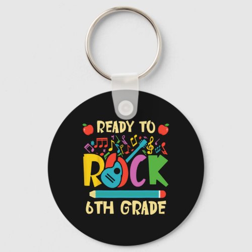 Ready To Rock 6th Grade Guitar Back To School Boys Keychain