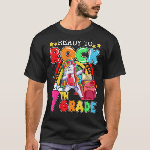 Ready To Rock 7th Grade Dabbing Unicorn Back To Sc T-Shirt