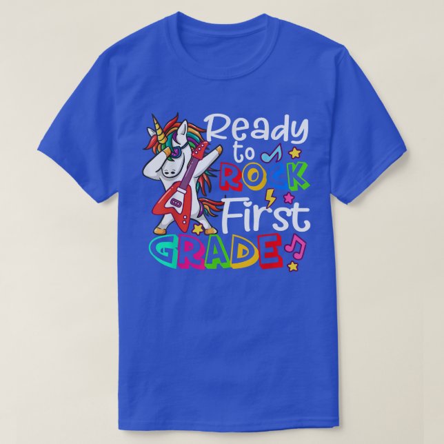 Ready To Rock First Grade Back To School T-Shirt (Design Front)