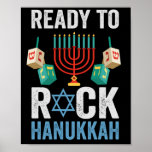 Ready To Rock Hanukkah Funny Jewish Holiday Gift Poster<br><div class="desc">funny, hanukkah, shabbat, jewish, jews, challah, menorah, gift, DREidel, birthday</div>