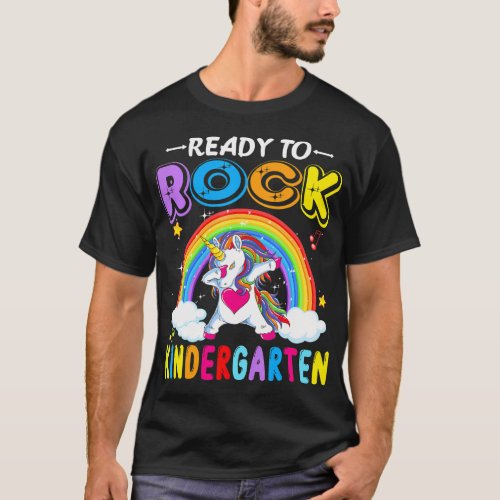 Ready To Rock Kindergarten Dabbing Unicorn Back T_Shirt